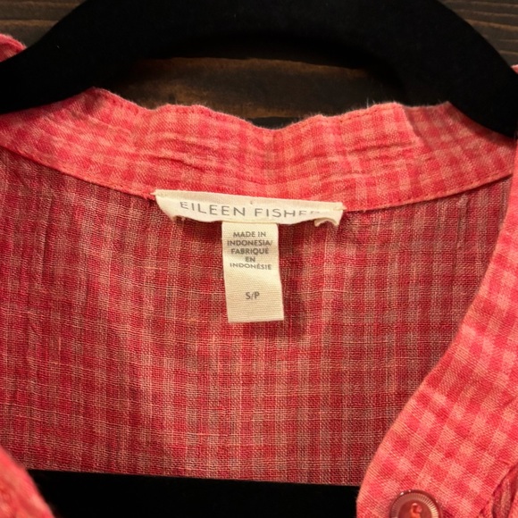 ❗️FINAL❗️Eileen Fisher Pink Coral Gingham Plaid Maxi Dress Small - Picture 4 of 5